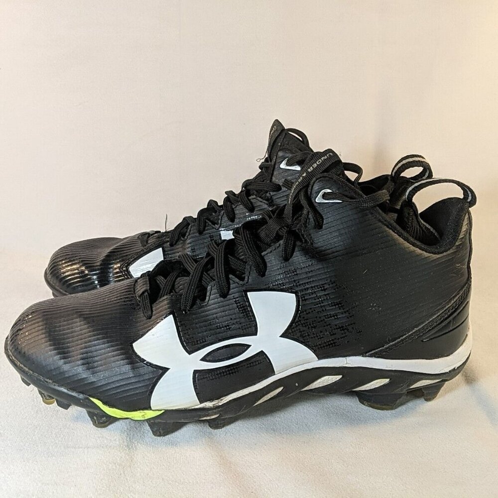 Under Armour Spine Fierce MC Black Mens 10 Football Cleats 1269740-001 White UA